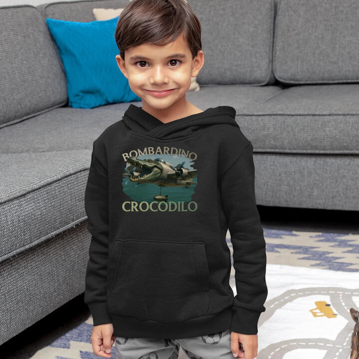 Bombardino Crocodilo - Italian Brainrot - detská mikina s kapucňou