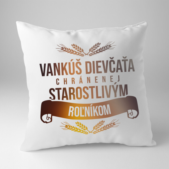 Vankúš dievčaťa chránenej starostlivým roľníkom - vankúš s potlačou