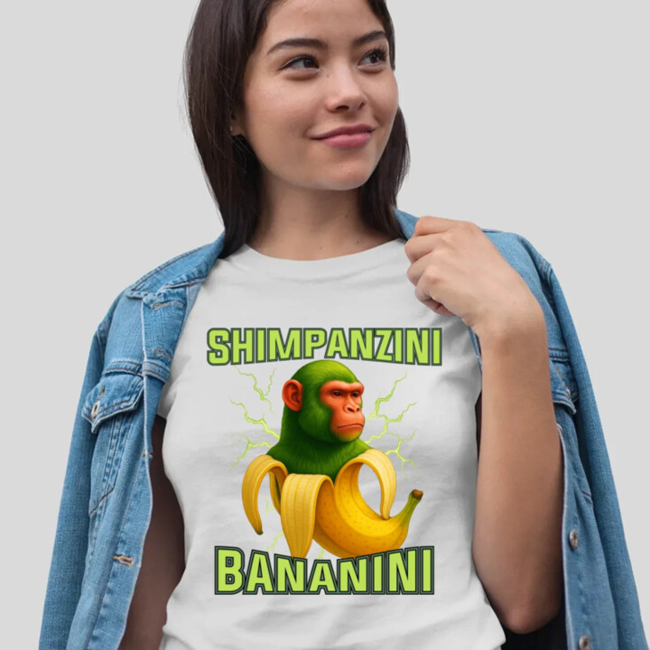 Shimpanzini bananini - Italian Brainrot - dámske tričko s potlačou