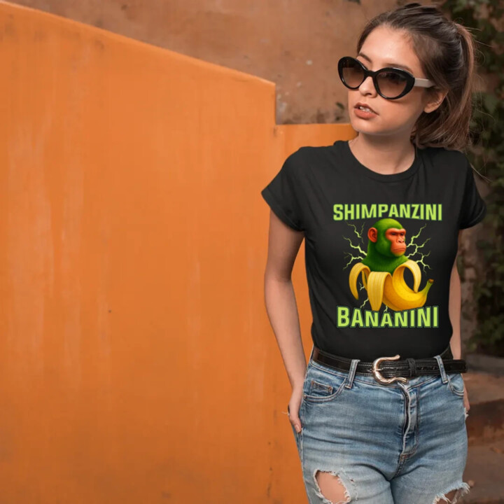 Shimpanzini bananini - Italian Brainrot - dámske tričko s potlačou