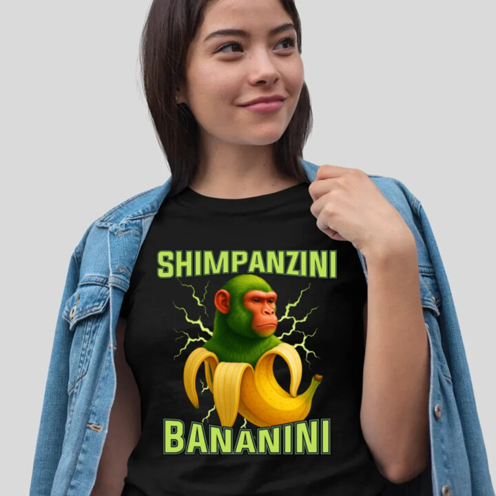 Shimpanzini bananini - Italian Brainrot - dámske tričko s potlačou