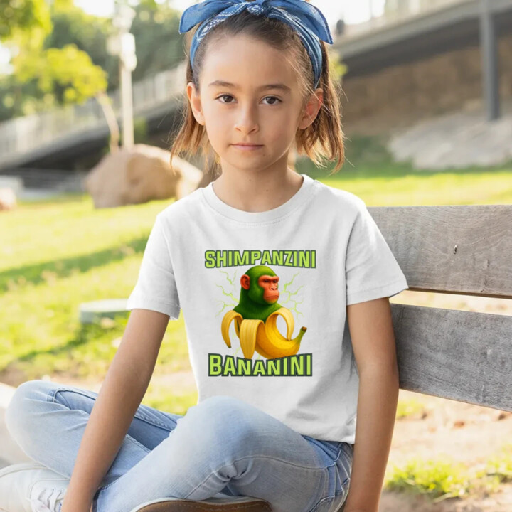 Shimpanzini bananini - Italian Brainrot - detské tričko s potlačou