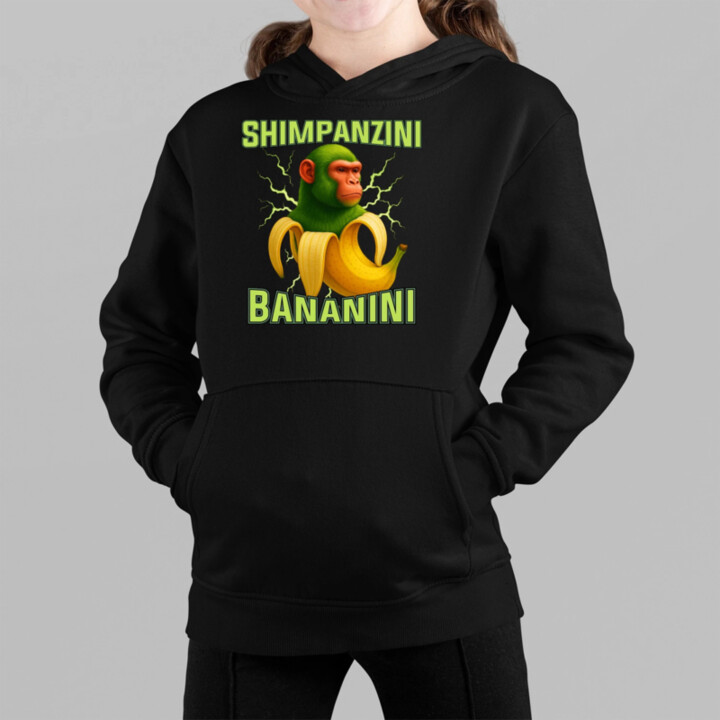 Shimpanzini bananini - Italian Brainrot - detská mikina s kapucňou