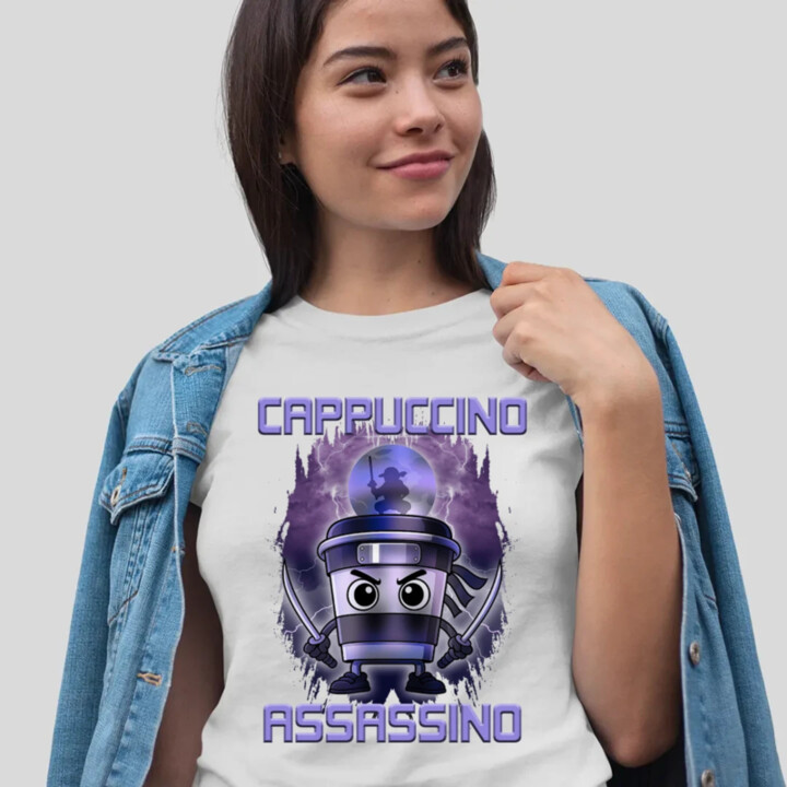 Cappuccino Assassino - Italian Brainrot - dámske tričko s potlačou