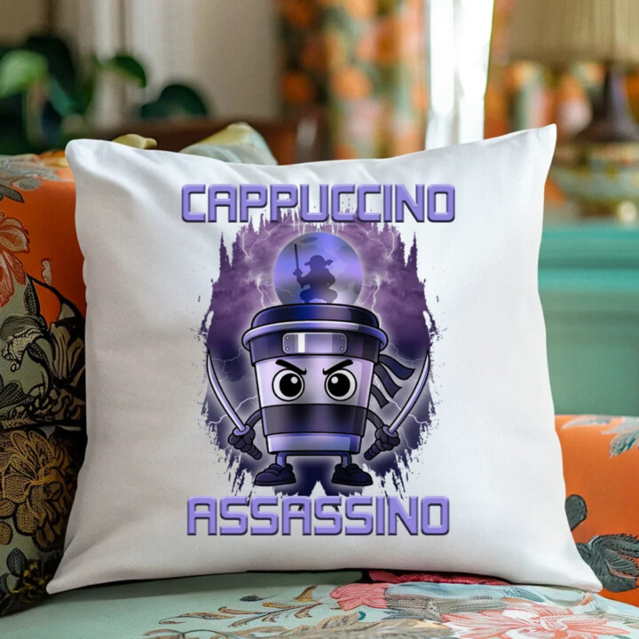 Cappuccino Assassino - Italian Brainrot - vankúš s potlačou