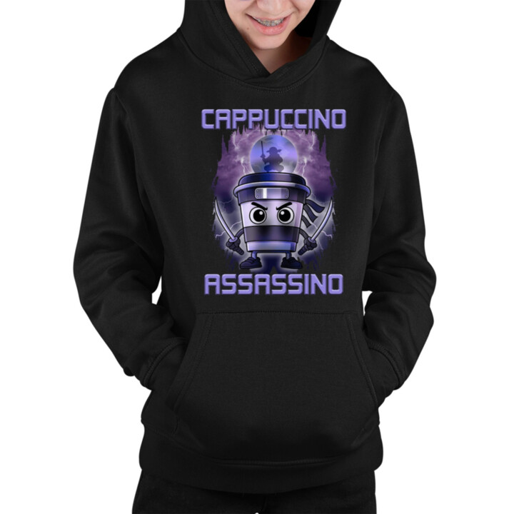 Cappuccino Assassino - Italian Brainrot - detská mikina s kapucňou