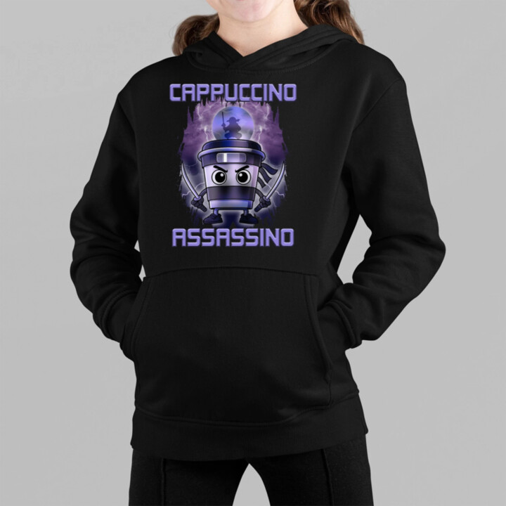Cappuccino Assassino - Italian Brainrot - detská mikina s kapucňou