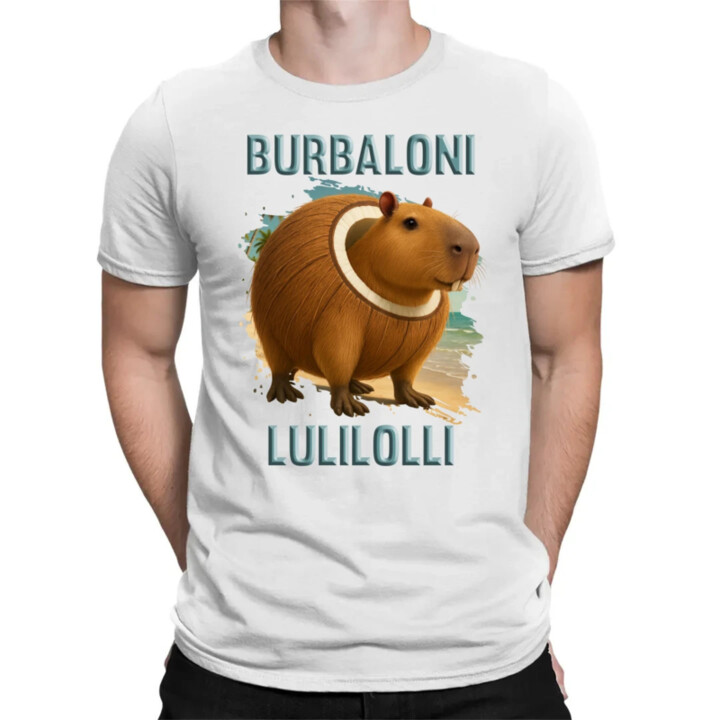 Burbaloni Lulilolli - Italian Brainrot - kapybara v kokose - pánske tričko s potlačou