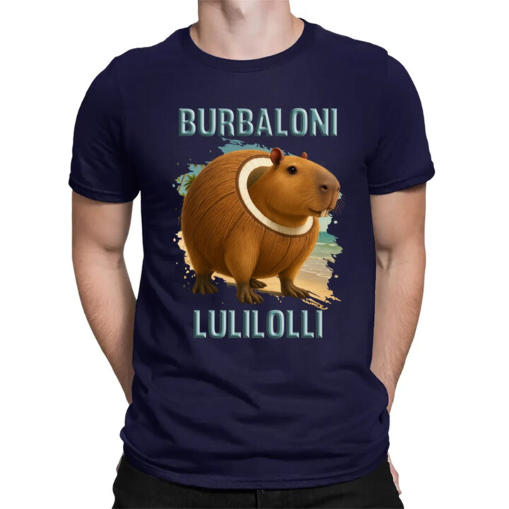 Burbaloni Lulilolli - Italian Brainrot - kapybara v kokose - pánske tričko s potlačou