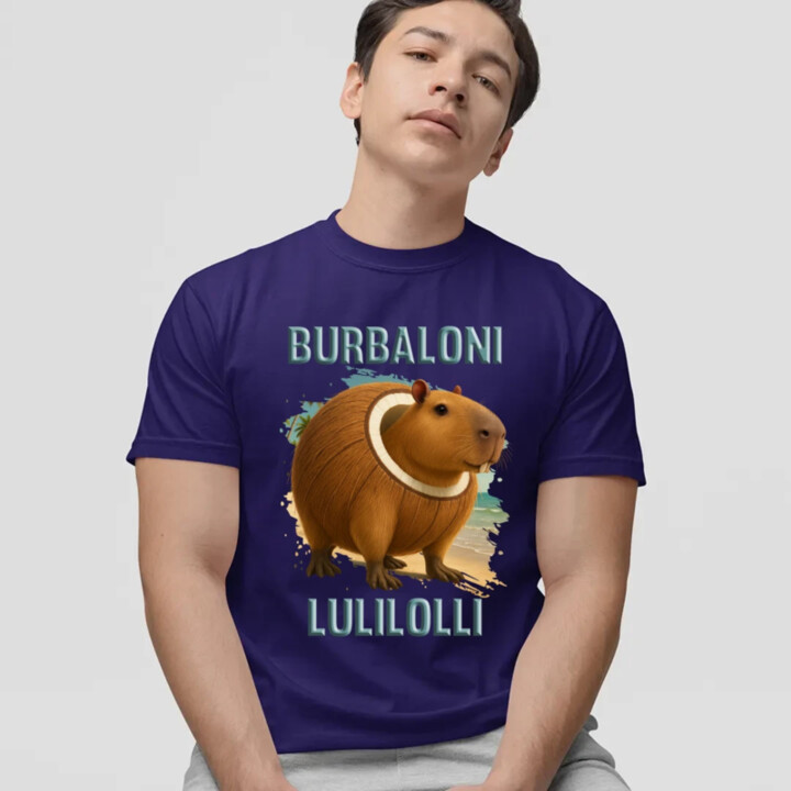 Burbaloni Lulilolli - Italian Brainrot - kapybara v kokose - pánske tričko s potlačou