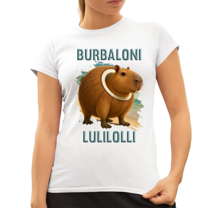 Burbaloni Lulilolli - Italian Brainrot - kapybara v kokose - dámske tričko s potlačou