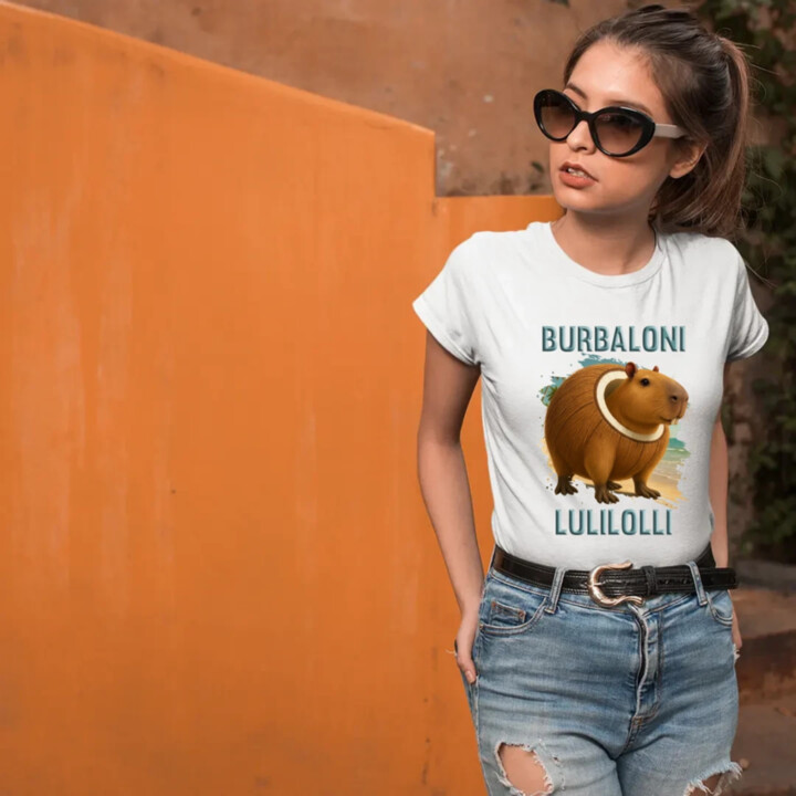 Burbaloni Lulilolli - Italian Brainrot - kapybara v kokose - dámske tričko s potlačou