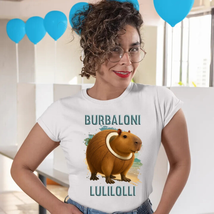 Burbaloni Lulilolli - Italian Brainrot - kapybara v kokose - dámske tričko s potlačou