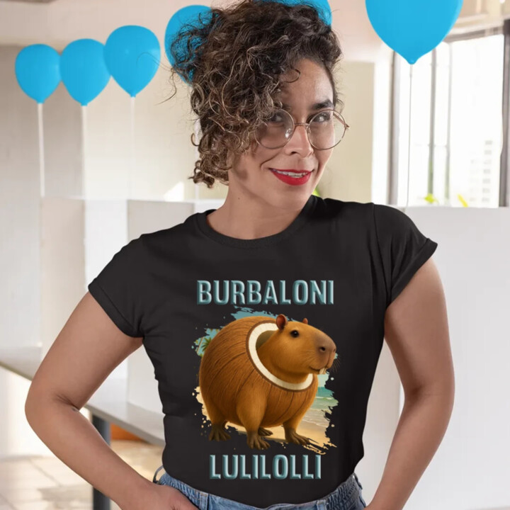 Burbaloni Lulilolli - Italian Brainrot - kapybara v kokose - dámske tričko s potlačou