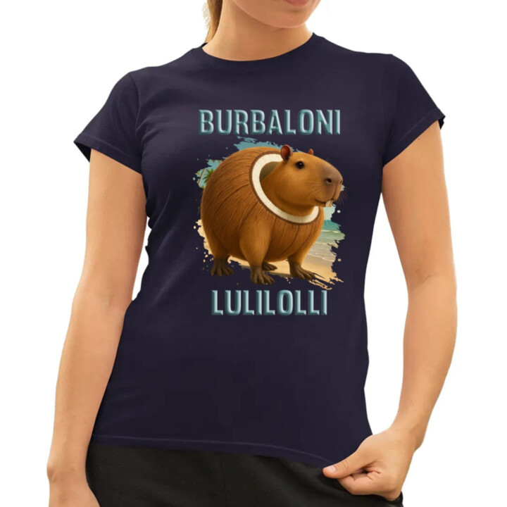 Burbaloni Lulilolli - Italian Brainrot - kapybara v kokose - dámske tričko s potlačou