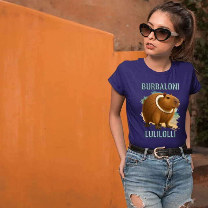 Burbaloni Lulilolli - Italian Brainrot - kapybara v kokose - dámske tričko s potlačou