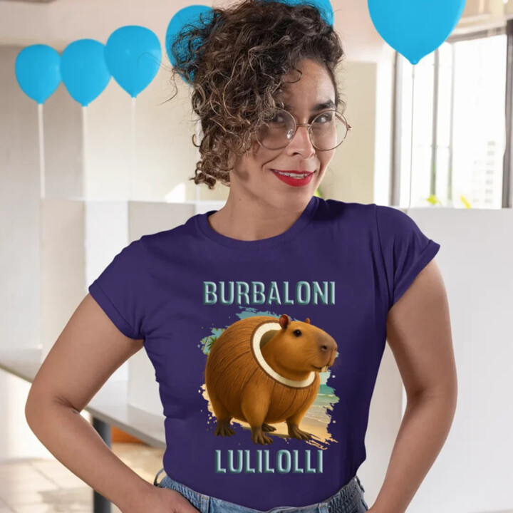 Burbaloni Lulilolli - Italian Brainrot - kapybara v kokose - dámske tričko s potlačou