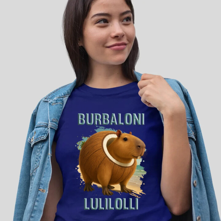 Burbaloni Lulilolli - Italian Brainrot - kapybara v kokose - dámske tričko s potlačou