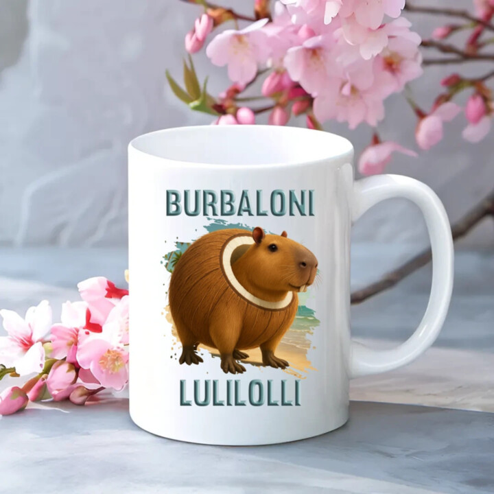 Burbaloni Lulilolli - Italian Brainrot - kapybara v kokose - keramický hrnček s potlačou