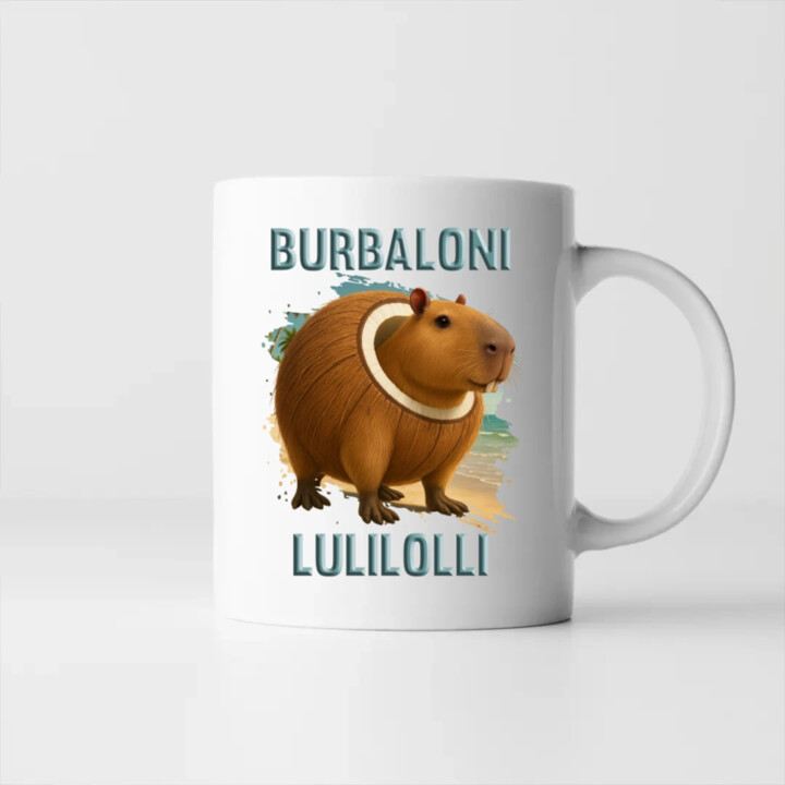 Burbaloni Lulilolli - Italian Brainrot - kapybara v kokose - keramický hrnček s potlačou