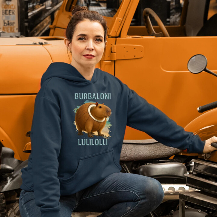 Burbaloni Lulilolli - Italian Brainrot - kapybara v kokose - dámska mikina s potlačou