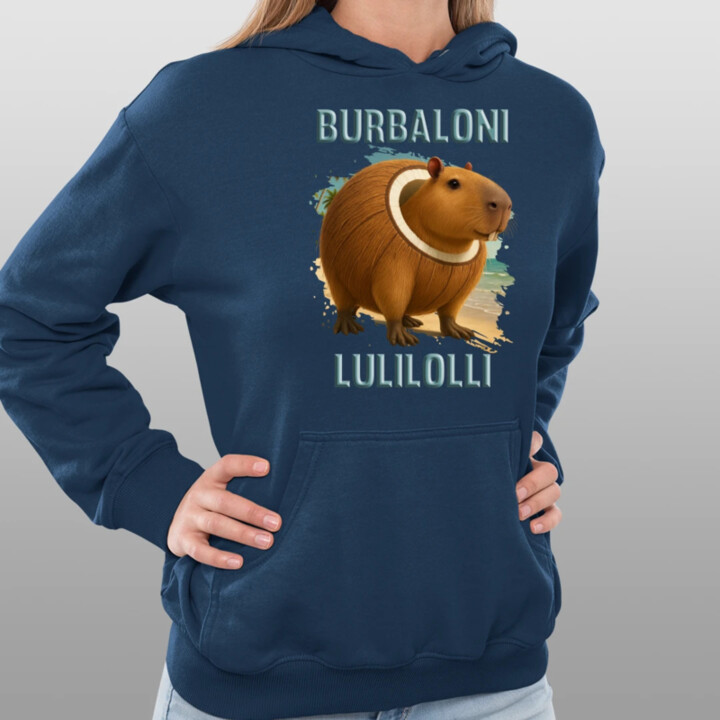 Burbaloni Lulilolli - Italian Brainrot - kapybara v kokose - dámska mikina s potlačou