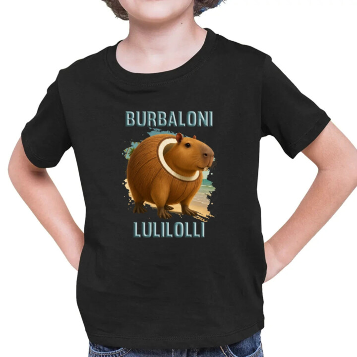 Burbaloni Lulilolli - Italian Brainrot - kapybara v kokose - detské tričko s potlačou