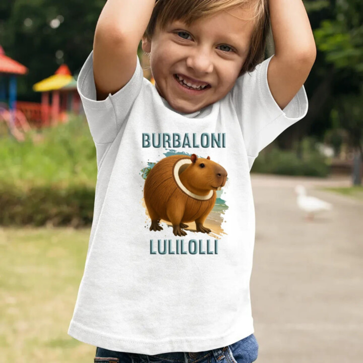Burbaloni Lulilolli - Italian Brainrot - kapybara v kokose - detské tričko s potlačou