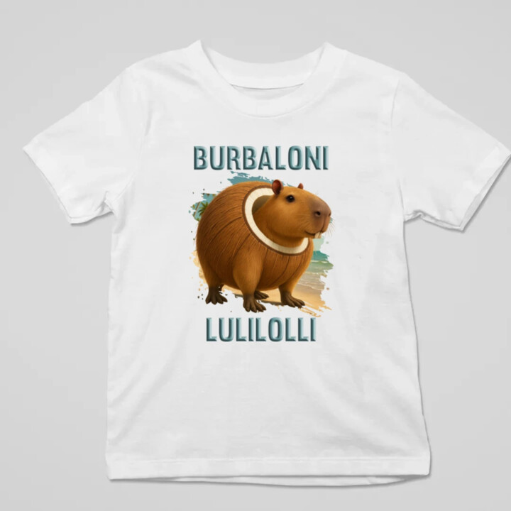 Burbaloni Lulilolli - Italian Brainrot - kapybara v kokose - detské tričko s potlačou