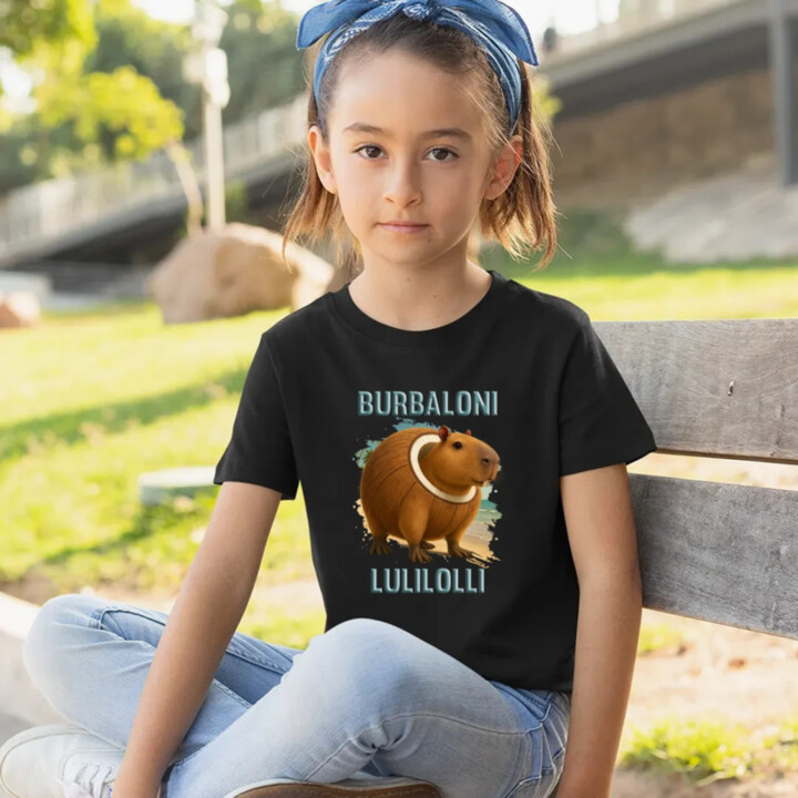 Burbaloni Lulilolli - Italian Brainrot - kapybara v kokose - detské tričko s potlačou
