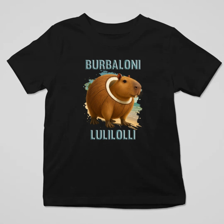 Burbaloni Lulilolli - Italian Brainrot - kapybara v kokose - detské tričko s potlačou