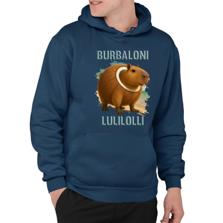 Burbaloni Lulilolli - Italian Brainrot - kapybara v kokose - pánska mikina s potlačou