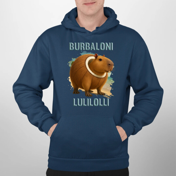 Burbaloni Lulilolli - Italian Brainrot - kapybara v kokose - pánska mikina s potlačou