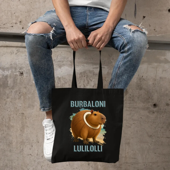 Burbaloni Lulilolli - Italian Brainrot - kapybara v kokose - taška s potlačou