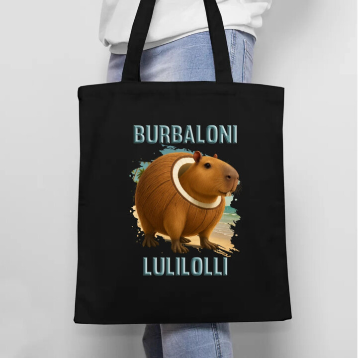 Burbaloni Lulilolli - Italian Brainrot - kapybara v kokose - taška s potlačou