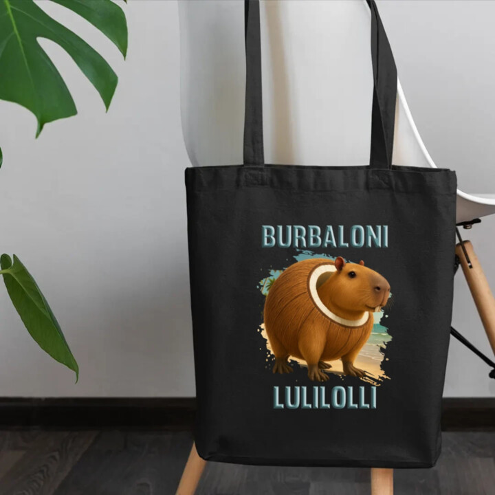 Burbaloni Lulilolli - Italian Brainrot - kapybara v kokose - taška s potlačou