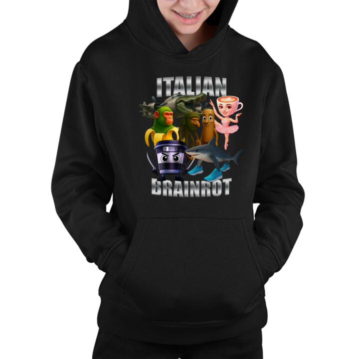 Italian Brainrot v2 - detská mikina s kapucňou