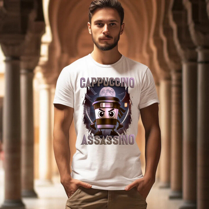 Cappuccino Assassino V2 - Italian Brainrot - pánske tričko s potlačou