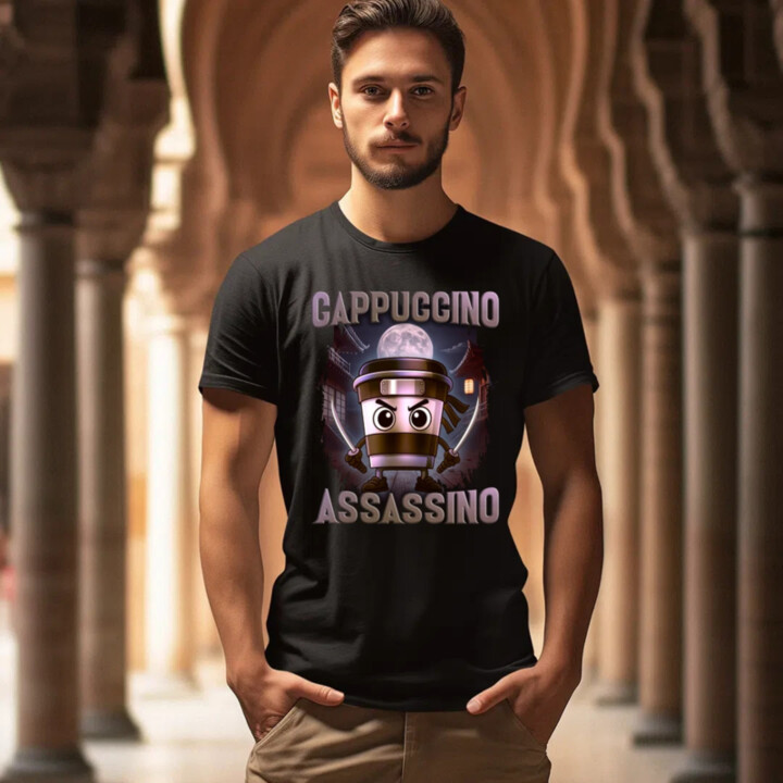 Cappuccino Assassino V2 - Italian Brainrot - pánske tričko s potlačou