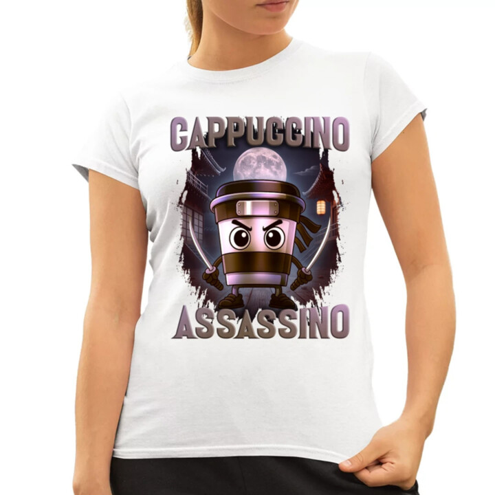 Cappuccino Assassino V2 - Italian Brainrot - dámske tričko s potlačou