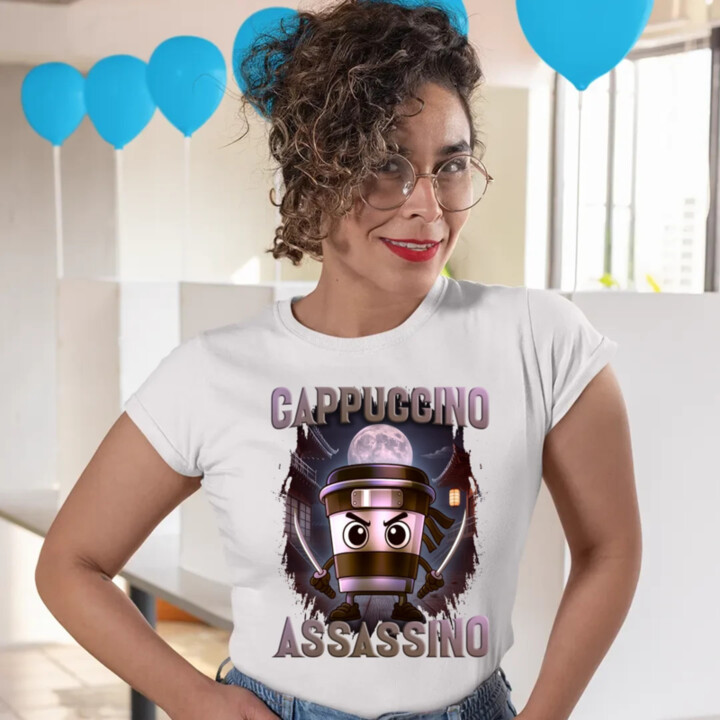 Cappuccino Assassino V2 - Italian Brainrot - dámske tričko s potlačou