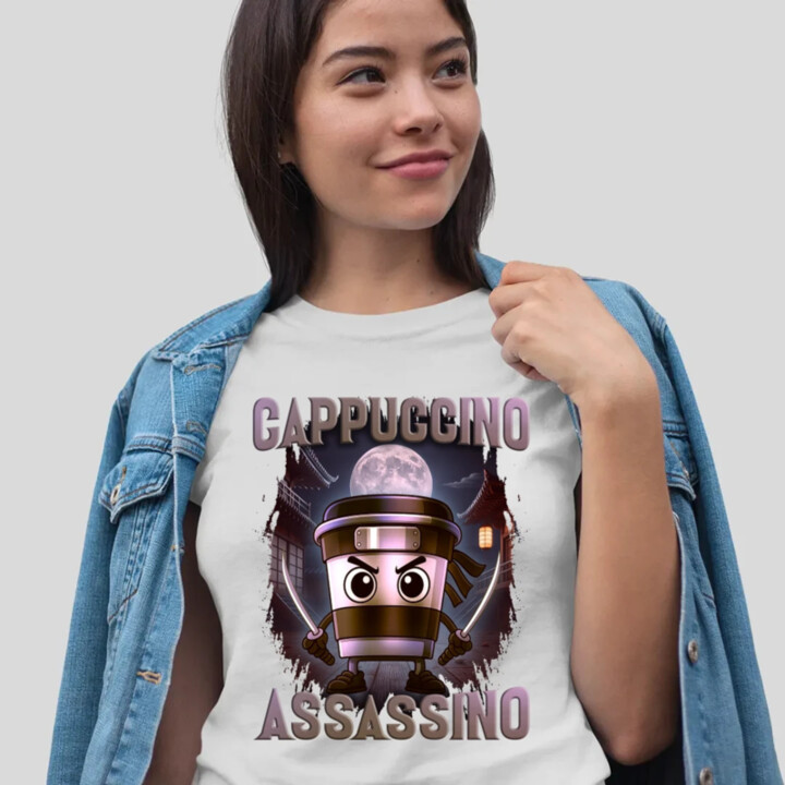 Cappuccino Assassino V2 - Italian Brainrot - dámske tričko s potlačou