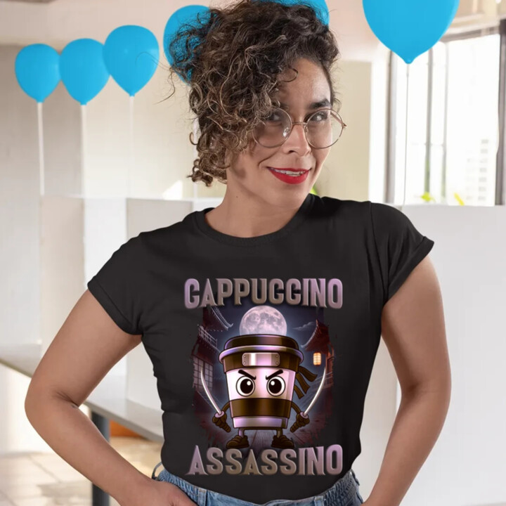 Cappuccino Assassino V2 - Italian Brainrot - dámske tričko s potlačou