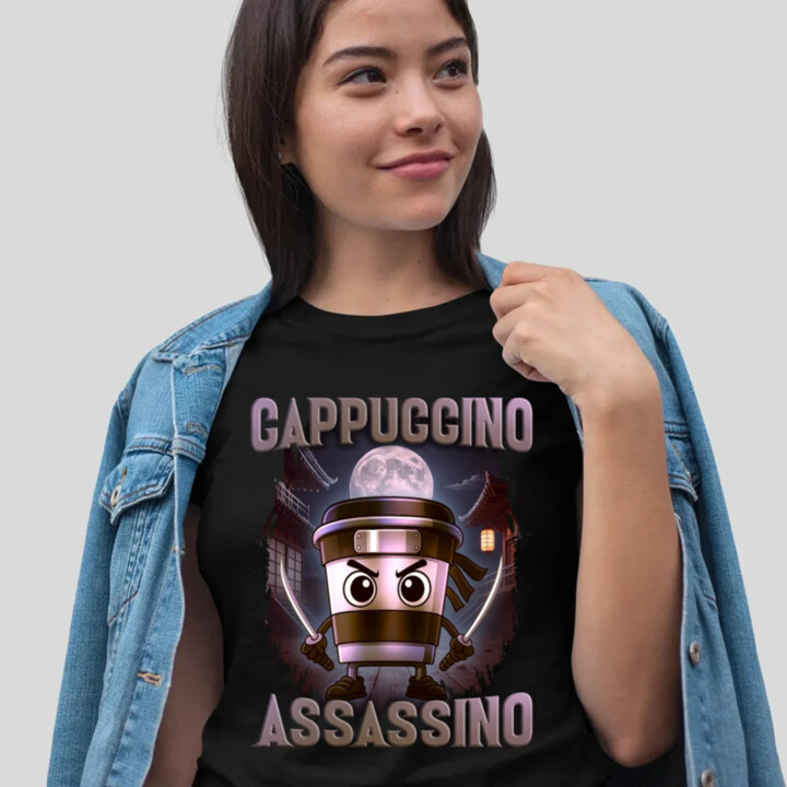 Cappuccino Assassino V2 - Italian Brainrot - dámske tričko s potlačou