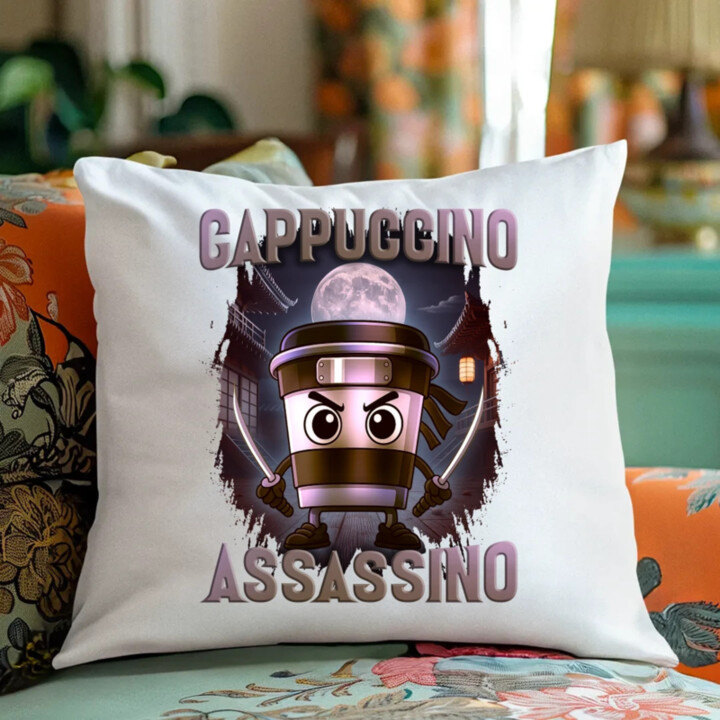 Cappuccino Assassino V2 - Italian Brainrot - vankúš s potlačou