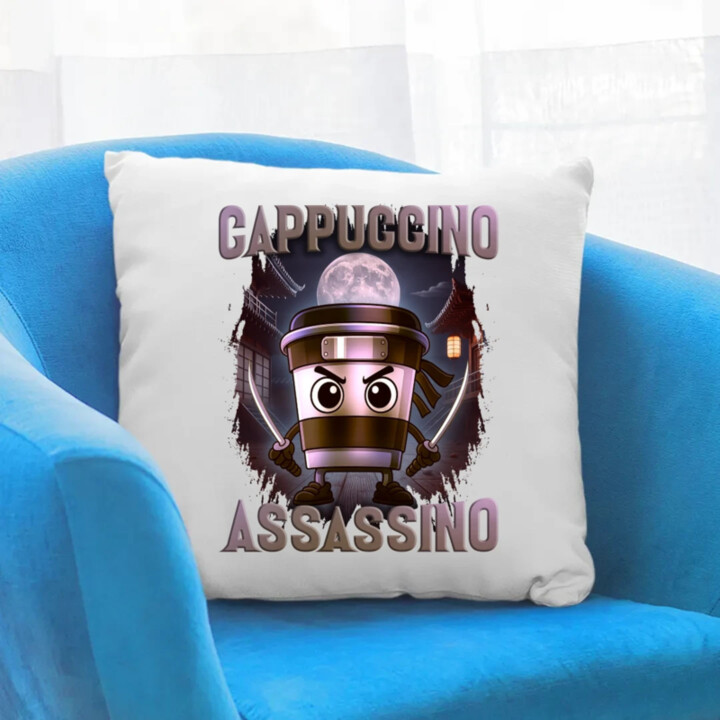 Cappuccino Assassino V2 - Italian Brainrot - vankúš s potlačou