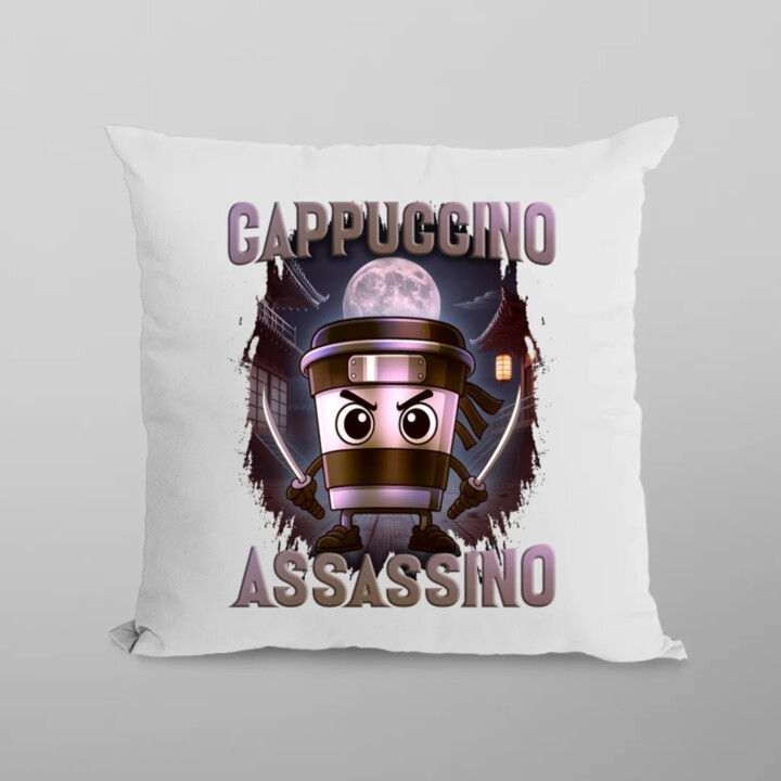 Cappuccino Assassino V2 - Italian Brainrot - vankúš s potlačou