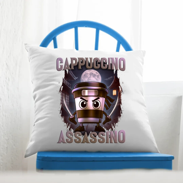 Cappuccino Assassino V2 - Italian Brainrot - vankúš s potlačou