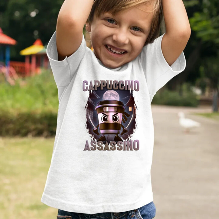 Cappuccino Assassino V2 - Italian Brainrot - detské tričko s potlačou