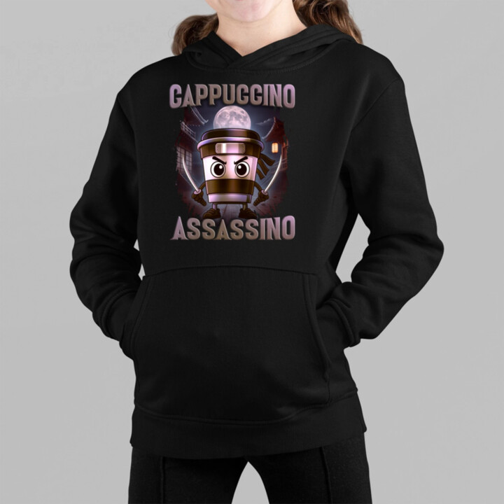 Cappuccino Assassino V2 - Italian Brainrot - detská mikina s kapucňou